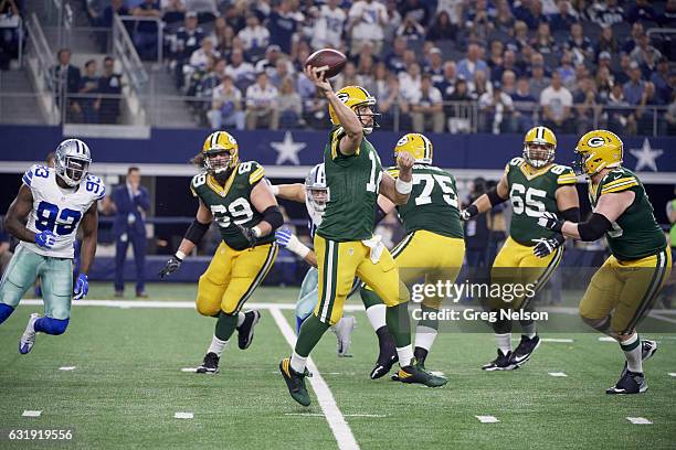 Playoffs: Green Bay Packers QB Aaron Rodgers in action, passing vs Dallas Cowboys at AT&T Stadium. Arlington, TX 1/15/2017 CREDIT: Greg Nelson