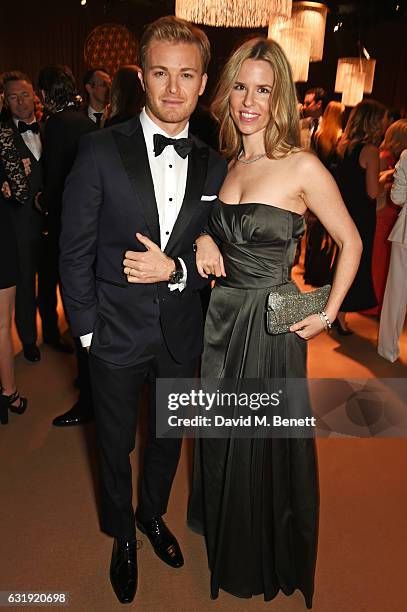 Nico Rosberg and Vivian Rosberg attend the IWC Schaffhausen "Decoding the Beauty of Time" Gala Dinner during the launch of the Da Vinci Novelties...