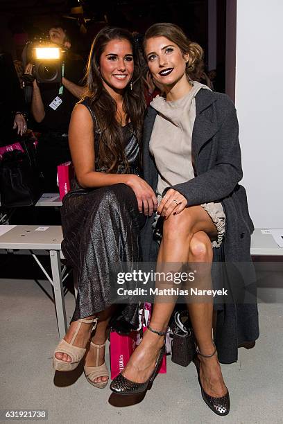 Sarah Lombardi and Cathy Hummels attend the Riani show during the Mercedes-Benz Fashion Week Berlin A/W 2017 at Kaufhaus Jandorf on January 17, 2017...