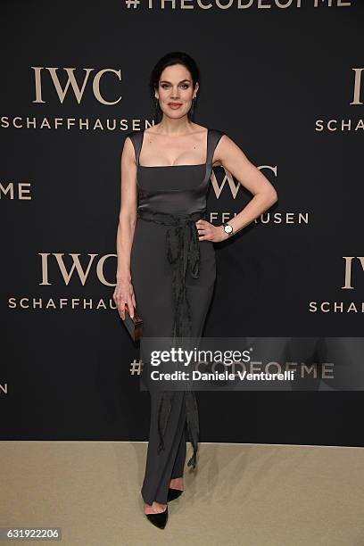 Anna Drijver arrives at IWC Schaffhausen at SIHH 2017 "Decoding the Beauty of Time" Gala Dinner on January 17, 2017 in Geneva, Switzerland.