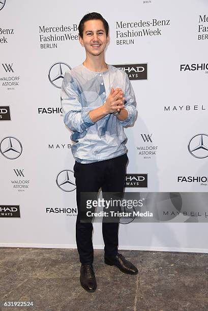 Tim Oliver Schultz attends the Hien Le show during the Mercedes-Benz Fashion Week Berlin A/W 2017 at Kaufhaus Jandorf on January 17, 2017 in Berlin,...