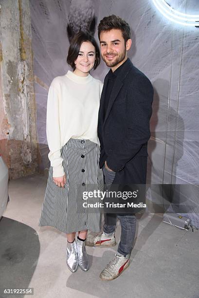 Lea van Acken and Lucas Reiber attend the Hien Le show during the Mercedes-Benz Fashion Week Berlin A/W 2017 at Kaufhaus Jandorf on January 17, 2017...