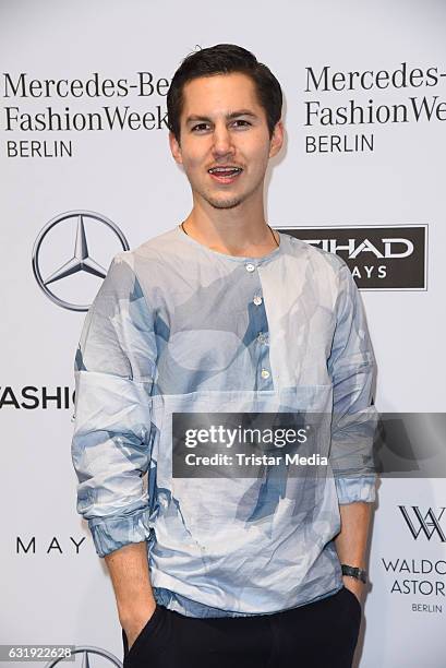 Tim Oliver Schultz attends the Hien Le show during the Mercedes-Benz Fashion Week Berlin A/W 2017 at Kaufhaus Jandorf on January 17, 2017 in Berlin,...