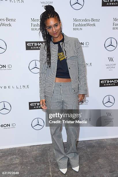 Lary attends the Hien Le show during the Mercedes-Benz Fashion Week Berlin A/W 2017 at Kaufhaus Jandorf on January 17, 2017 in Berlin, Germany.