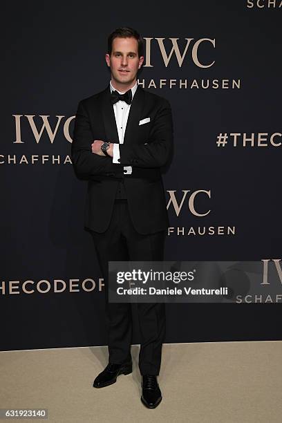 Schaffhausen CEO Christoph Grainger-Herr arrives at IWC Schaffhausen at SIHH 2017 "Decoding the Beauty of Time" Gala Dinner on January 17, 2017 in...