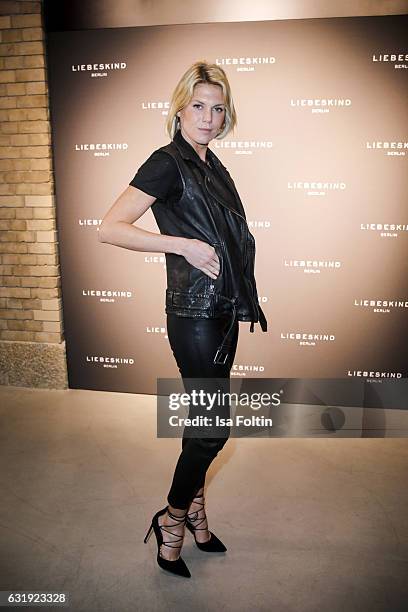 Model and DJ Alexandra Richards attends the Liebeskind Berlin housewarming party during the Mercedes-Benz Fashion Week Berlin A/W 2017 at on January...