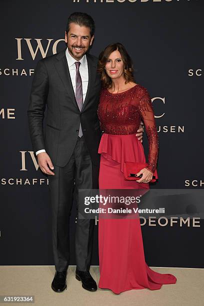 Andrea Berton and Sandra Berton arrive at IWC Schaffhausen at SIHH 2017 "Decoding the Beauty of Time" Gala Dinner on January 17, 2017 in Geneva,...