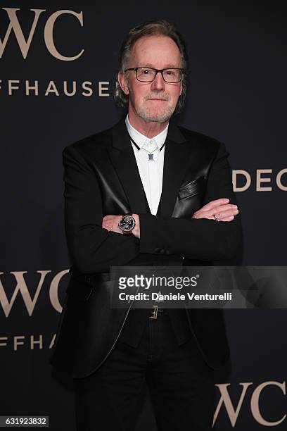 John Helliwell arrives at IWC Schaffhausen at SIHH 2017 "Decoding the Beauty of Time" Gala Dinner on January 17, 2017 in Geneva, Switzerland.