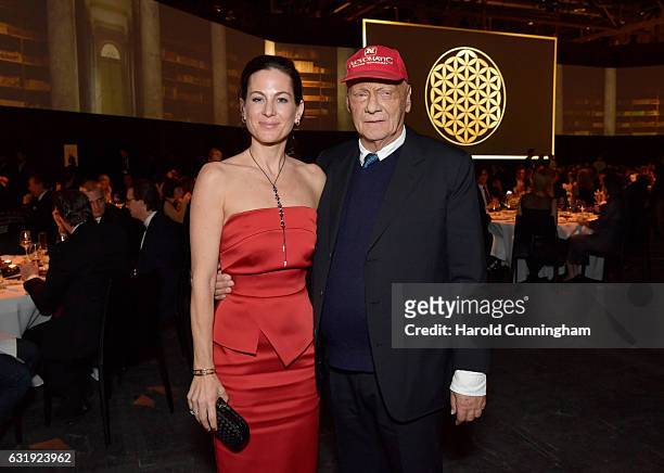 Birgit Lauda and Niki Lauda attend the IWC Schaffhausen "Decoding the Beauty of Time" Gala Dinner during the launch of the Da Vinci Novelties from...