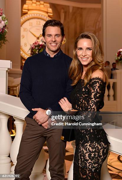 James Marsden and Alexandra Lapp visit the IWC booth during the launch of the Da Vinci Novelties from the Swiss luxury watch manufacturer IWC...