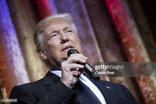 President-elect Donald Trump delivers remarks at the Chairman's Global Dinner, at the Andrew W. Mellon Auditorium in on January 17, 2017 in...