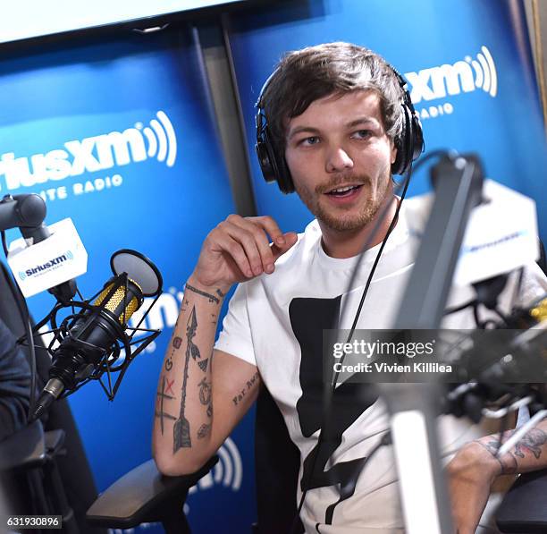 Singer Louis Tomlinson visits the Launch of 'Hits 1 in Hollywood' on SiriusXM Hits 1 at the SiriusXM Los Angeles Studios on January 17, 2017 in Los...