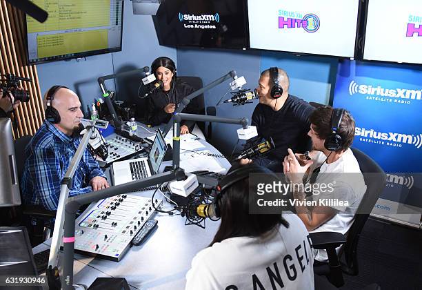Radio personalities Tony Fly, Symon and Michael Yo, singer Louis Tomlinson and recording artist Steve Aoki host the Launch of 'Hits 1 in Hollywood'...