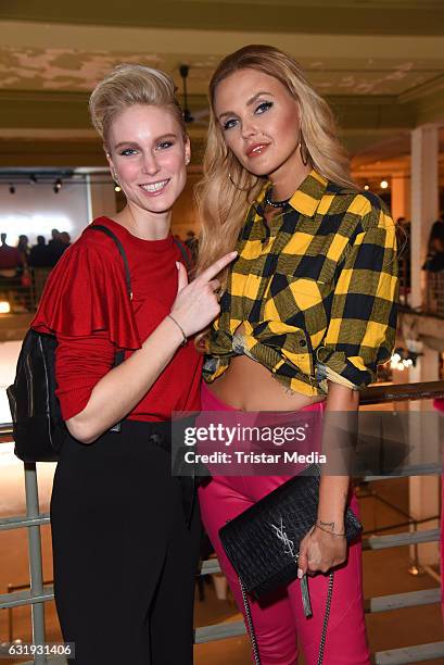 Kim Hnizdo and Bonnie Strange attend the Riani show during the Mercedes-Benz Fashion Week Berlin A/W 2017 at Kaufhaus Jandorf on January 17, 2017 in...