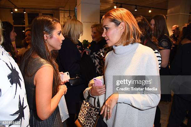 Sarah Lombardi and Jana Ina Zarrella attend the Riani show during the Mercedes-Benz Fashion Week Berlin A/W 2017 at Kaufhaus Jandorf on January 17,...