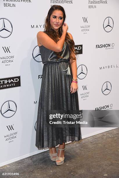 Sarah Lombardi attends the Riani show during the Mercedes-Benz Fashion Week Berlin A/W 2017 at Kaufhaus Jandorf on January 17, 2017 in Berlin,...