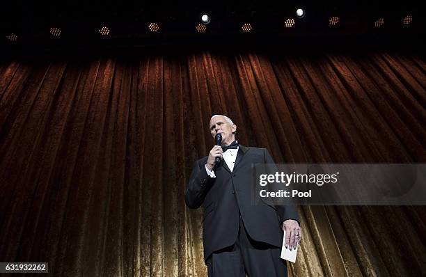 Vice President-elect Mike Pence delivers remarks at the Chairman's Global Dinner, at the Andrew W. Mellon Auditorium in on January 17, 2017 in...