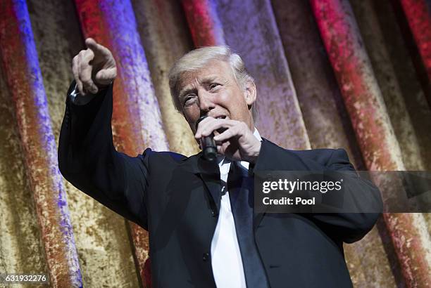 President-elect Donald Trump delivers remarks at the Chairman's Global Dinner, at the Andrew W. Mellon Auditorium in on January 17, 2017 in...