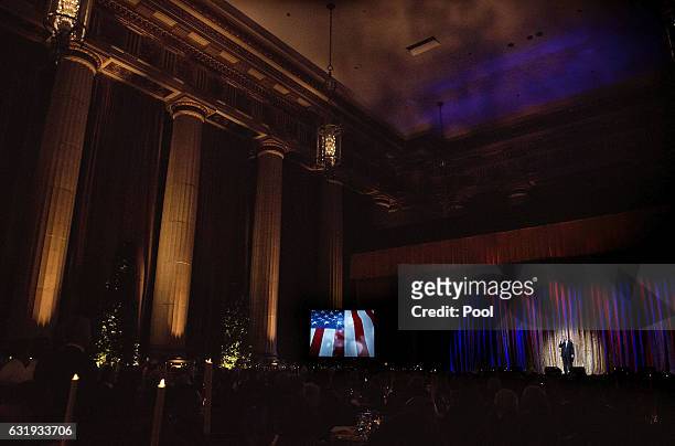 President-Elect Donald Trumps delivers remarks at the Chairman's Global Dinner, at the Andrew W. Mellon Auditorium in Washington, D.C. On January 17,...