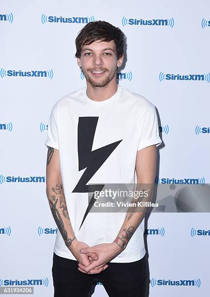 Singer Louis Tomlinson visits the Launch of 'Hits 1 in Hollywood' on SiriusXM Hits 1 at the SiriusXM Los Angeles Studios on January 17, 2017 in Los...