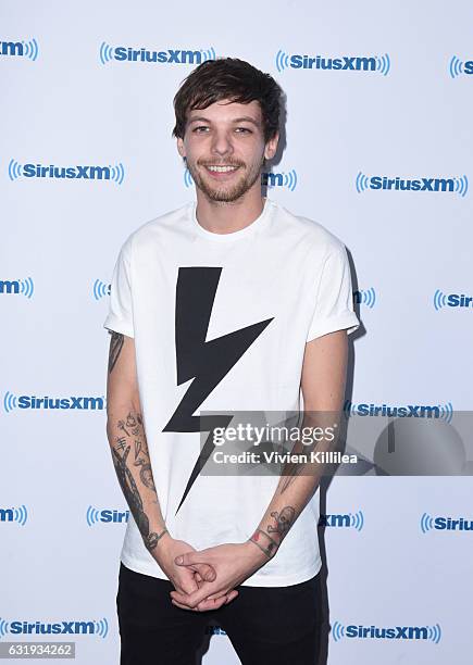 Singer Louis Tomlinson visits the Launch of 'Hits 1 in Hollywood' on SiriusXM Hits 1 at the SiriusXM Los Angeles Studios on January 17, 2017 in Los...