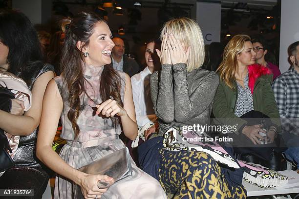 German moderator and singer Johanna Klum and german actress and model Monica Ivancan seen at the Lena Hoschek show during the Mercedes-Benz Fashion...