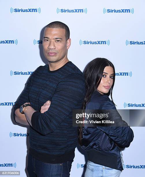 Comedian and radio personality Michael Yo and singer and radio personality Symon host the Launch of 'Hits 1 in Hollywood' on SiriusXM Hits 1 at the...