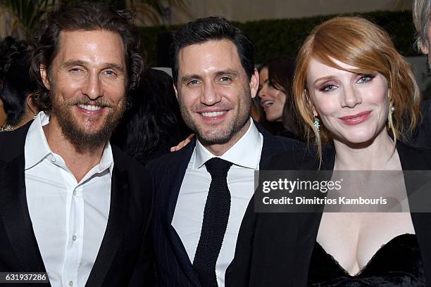 Actors Matthew McConaughey, Edgar Ramirez and Bryce Dallas Howard attend the The World Premiere Of "Gold" After Party hosted by TWC - Dimension with...