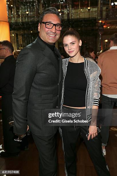 Mousse T. And Lisa Tomaschewsky during the Marc Cain fashion show fall/winter 2017 VIP Cocktail 'Ballet magnifique' at 'Telekom Representation' on...