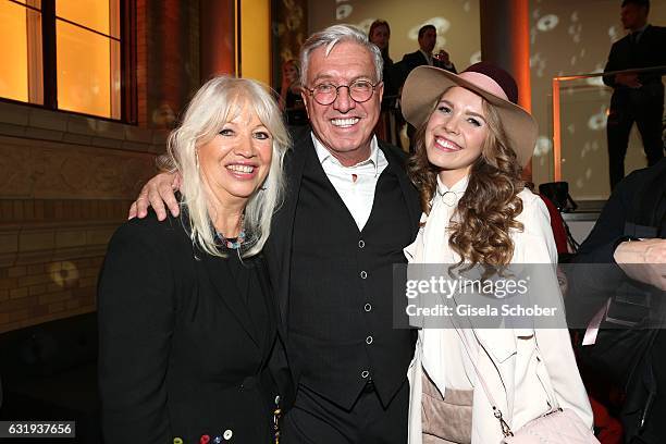 Ute Schlotterer and her husband Helmut Schlotterer, Founder and CEO of Marc Cain and Victoria Swarovski during the Marc Cain fashion show fall/winter...