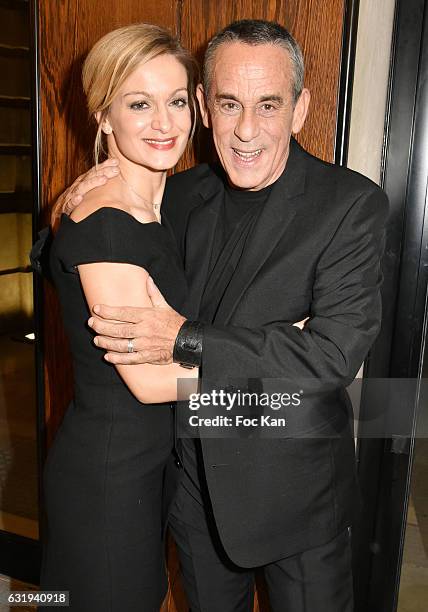 Presenter Thierry Ardisson and his wife TV presenter Audrey Crespo-Mara attend the Philippe Caloni 2016 Award Ceremony for the Best Interviewer...