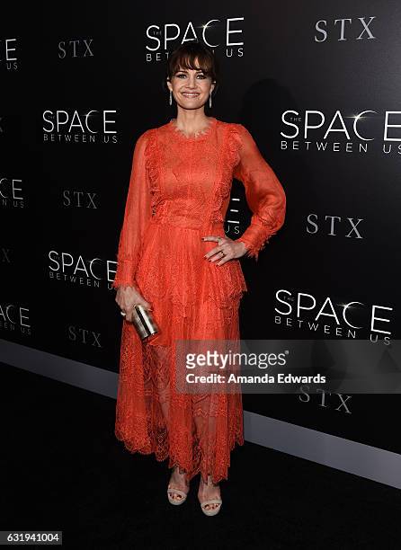 Actress Carla Gugino arrives at the premiere of STX Entertainment's "The Space Between Us" at ArcLight Hollywood on January 17, 2017 in Hollywood,...