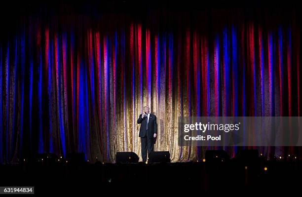 President-elect Donald Trump delivers remarks at the Chairman's Global Dinner, at the Andrew W. Mellon Auditorium in on January 17, 2017 in...