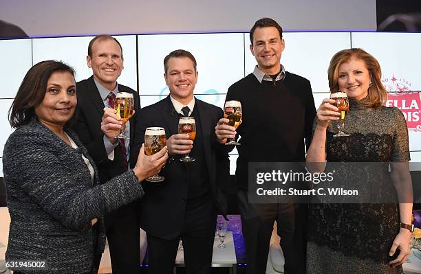 Usha Rao-Monari, Co-Chair of WEF Global Future Council, Gary White and Matt Damon, co-founders of Water.org, Ricardo Tadeu, African Zone President of...