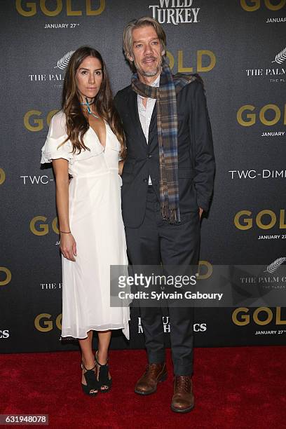 Minnie Mortimer and Stephen Gaghan attend TWC-Dimension with Popular Mechanics, The Palm Court & Wild Turkey Bourbon Host the Premiere of "Gold" at...