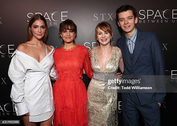 Janet Montgomery, Carla Gugino, Britt Robertson and Asa Butterfield attend the premiere Of STX Entertainment's "The Space Between Us" at ArcLight...