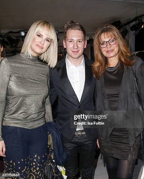 German actress Monica Ivancan, Clemens Trischler and german actress Maren Gilzer seen at the Lena Hoschek show during the Mercedes-Benz Fashion Week...