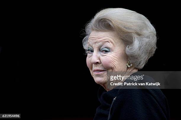 Princess Beatrix arrives at the new year reception for the diplomatic corps arrives at the royal palace on January 18, 2017 in Amsterdam, Netherlands.