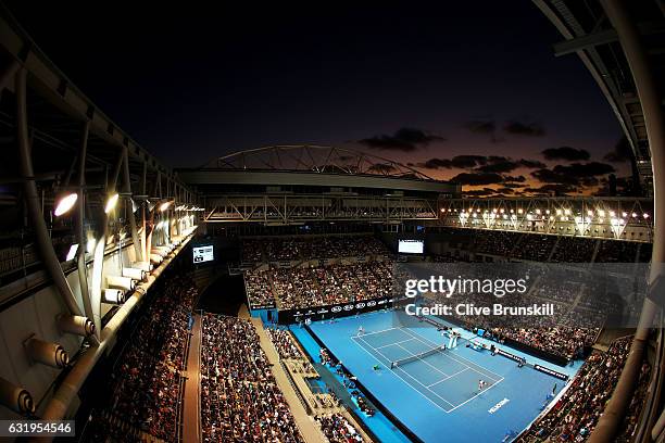 General view of Hisense Arena during the second round match between Nick Kyrgios of Australia and Andreas Seppi of Italy on day three of the 2017...