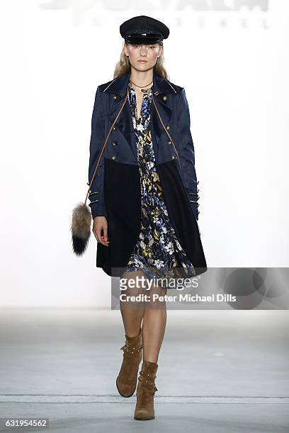 Model walks the runway at the Sportalm show during the Mercedes-Benz Fashion Week Berlin A/W 2017 at Kaufhaus Jandorf on January 18, 2017 in Berlin,...
