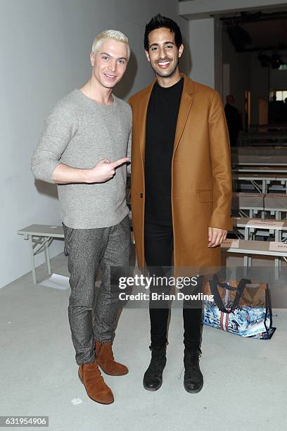 Julian David and Sami Slimani attend the Sportalm show during the Mercedes-Benz Fashion Week Berlin A/W 2017 at Kaufhaus Jandorf on January 18, 2017...