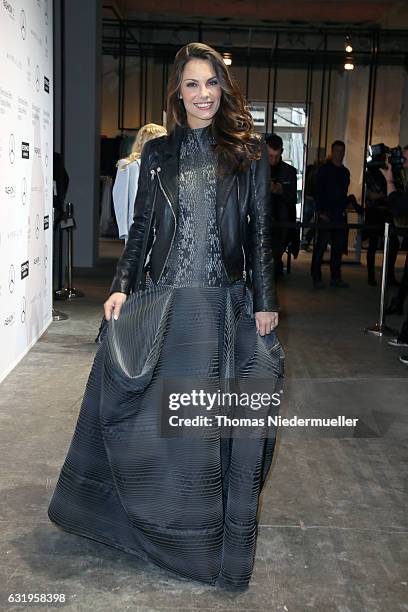 Simone Voss attends the Leonie Mergen show during the Mercedes-Benz Fashion Week Berlin A/W 2017 at Kaufhaus Jandorf on January 18, 2017 in Berlin,...