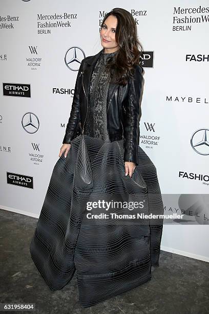 Simone Voss attends the Leonie Mergen show during the Mercedes-Benz Fashion Week Berlin A/W 2017 at Kaufhaus Jandorf on January 18, 2017 in Berlin,...