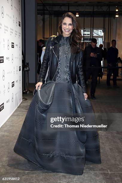 Simone Voss attends the Leonie Mergen show during the Mercedes-Benz Fashion Week Berlin A/W 2017 at Kaufhaus Jandorf on January 18, 2017 in Berlin,...