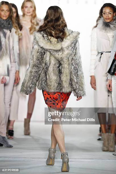 Model walks the runway at the Sportalm show during the Mercedes-Benz Fashion Week Berlin A/W 2017 at Kaufhaus Jandorf on January 18, 2017 in Berlin,...