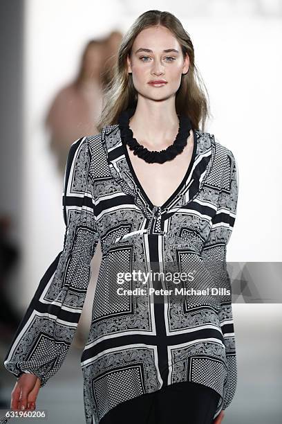 Model walks the runway at the Sportalm show during the Mercedes-Benz Fashion Week Berlin A/W 2017 at Kaufhaus Jandorf on January 18, 2017 in Berlin,...