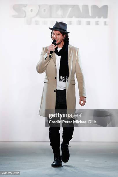 Ro Bergmann performs at the Sportalm show during the Mercedes-Benz Fashion Week Berlin A/W 2017 at Kaufhaus Jandorf on January 18, 2017 in Berlin,...