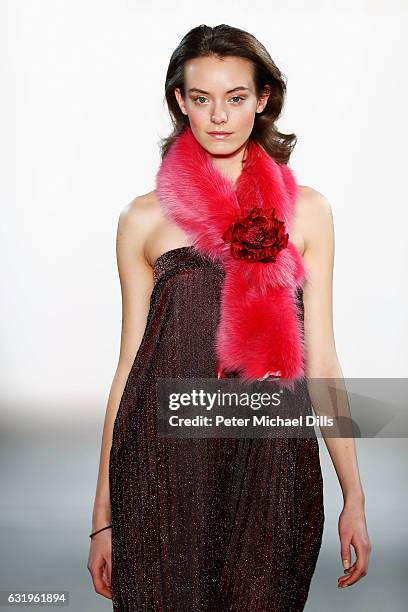 Model walks the runway at the Sportalm show during the Mercedes-Benz Fashion Week Berlin A/W 2017 at Kaufhaus Jandorf on January 18, 2017 in Berlin,...