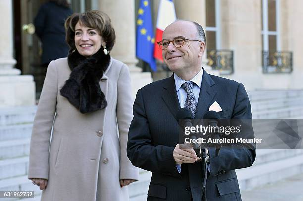 French Prime Minister Bernard Cazeneuve and Marisol Touraine, French Minister for Social Affairs and Health attend the emergency meeting concerning...