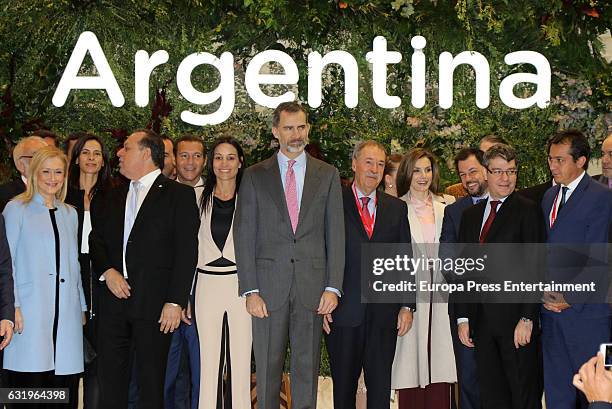 King Felipe VI of Spain and Queen Letizia of Spain attend FITUR International Tourism Fair opening at Ifema on January 18, 2017 in Madrid, Spain.